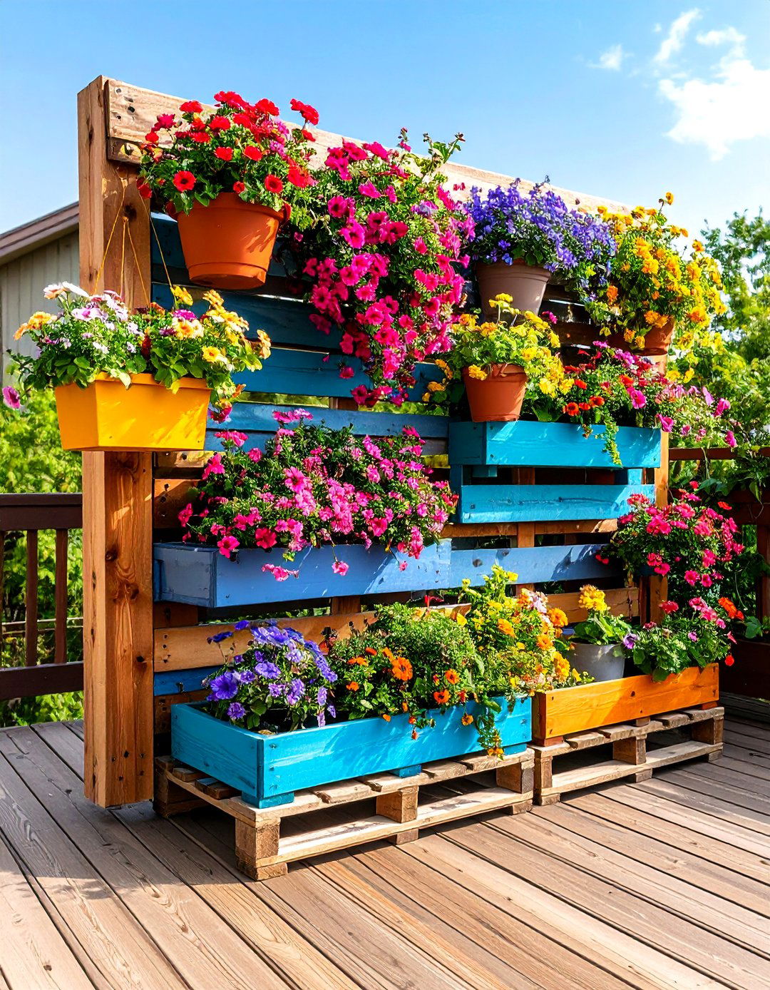 Hanging Basket Pallet Display - 25 Vertical Pallet Garden Ideas
