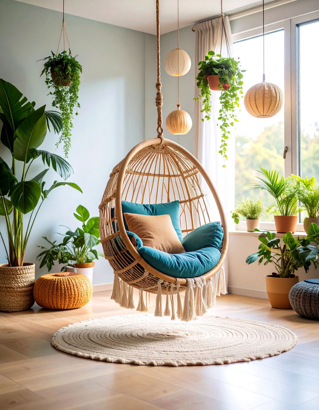 Hanging Chair Meditation Corner - 25 Hippie Bedroom Ideas