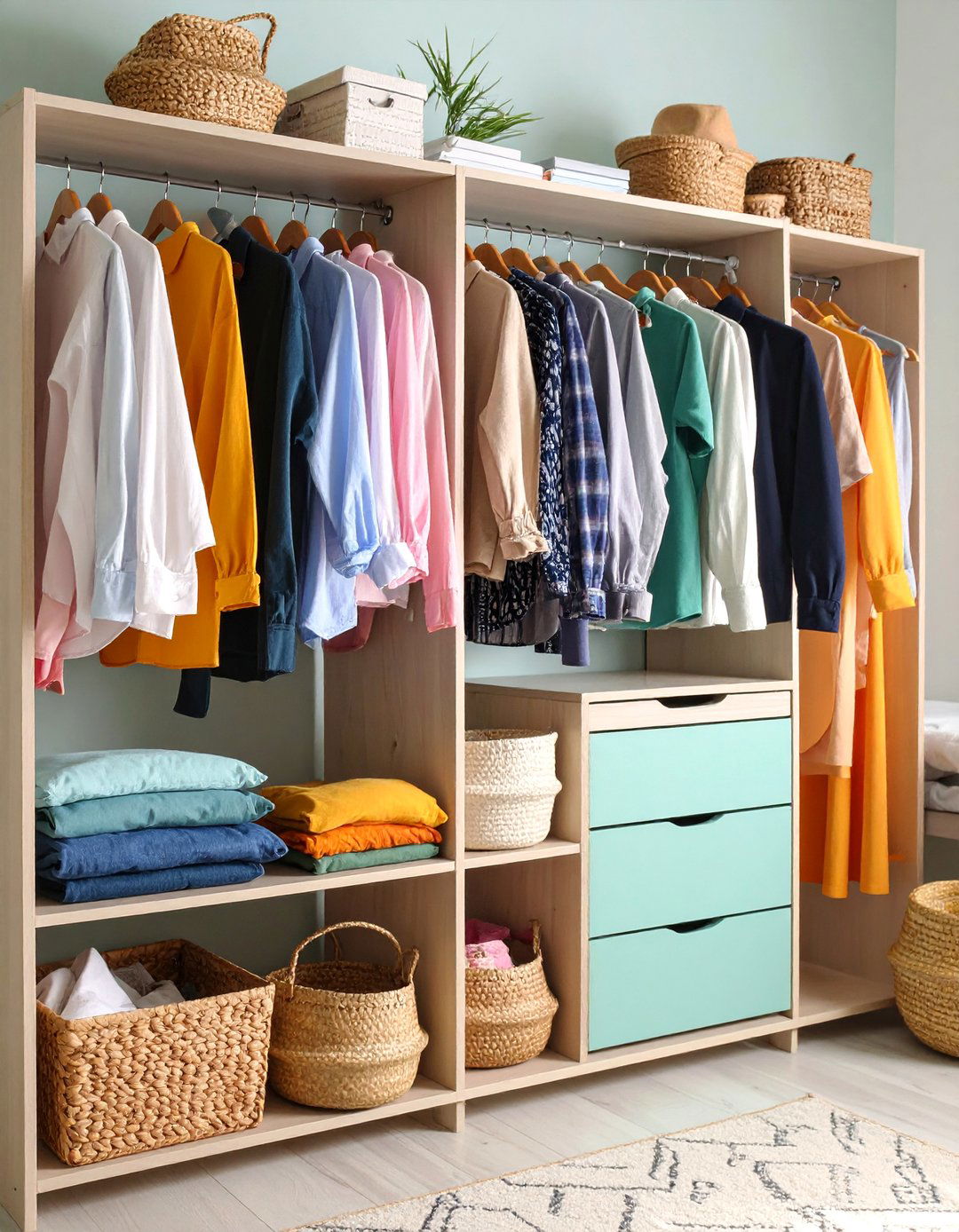 Hanging Closet Organizer with Shelves - 25 Bedding Storage Ideas