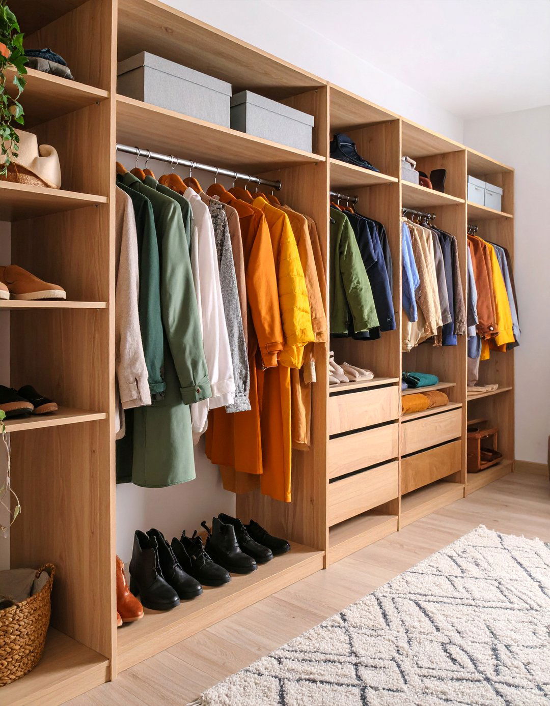 Hanging Closet Systems with Vertical Clothing Organization - 25 Tiny House Storage Ideas
