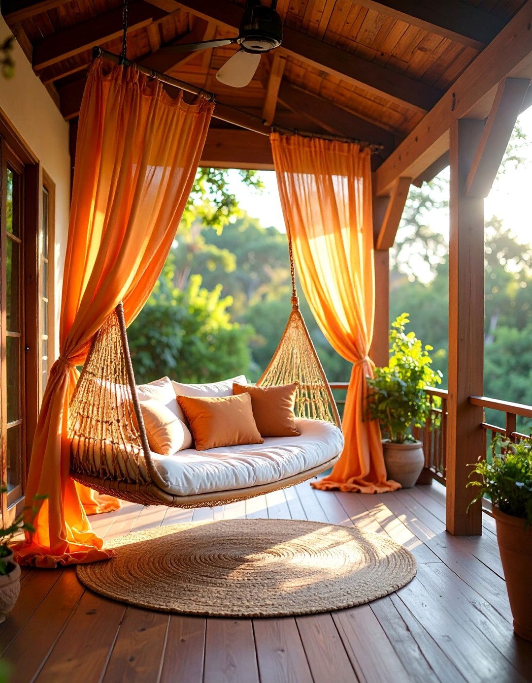 Hanging Daybed Screened Porch for Relaxation - 25 Screened-in Porch Ideas