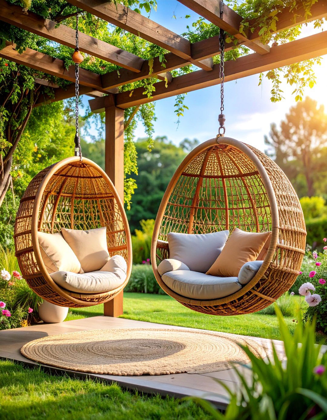 Hanging Egg Chair Sanctuary - 25 Garden Furniture Ideas