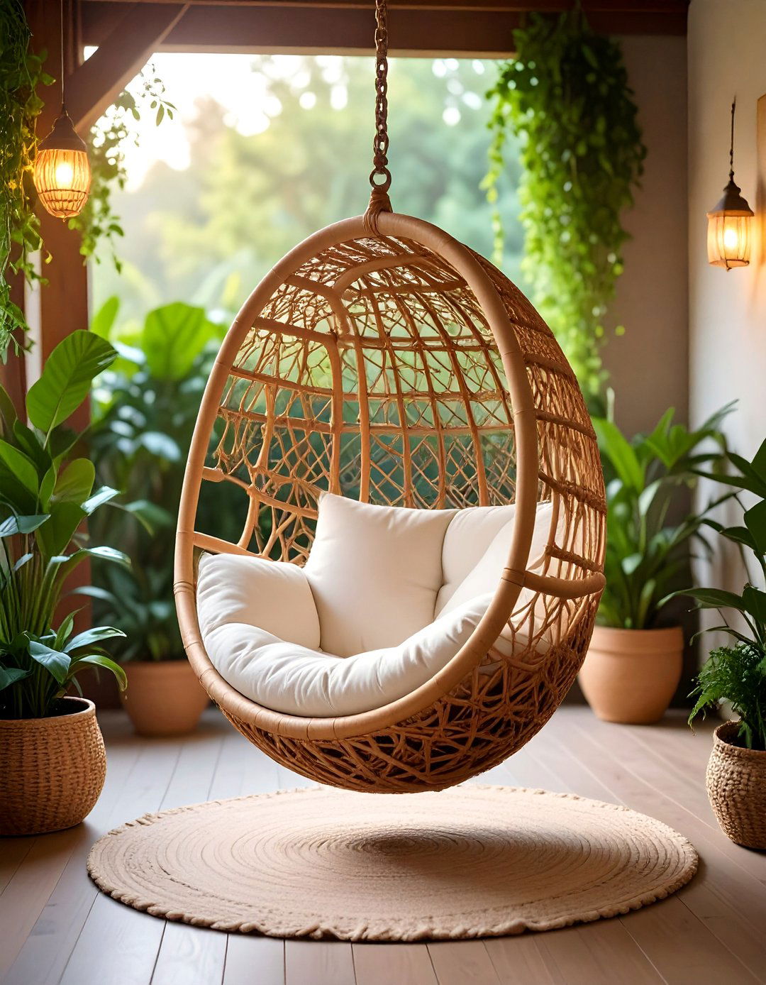 Hanging Egg Chair Swing for Cozy Nooks - 25 Front Porch Swing Ideas