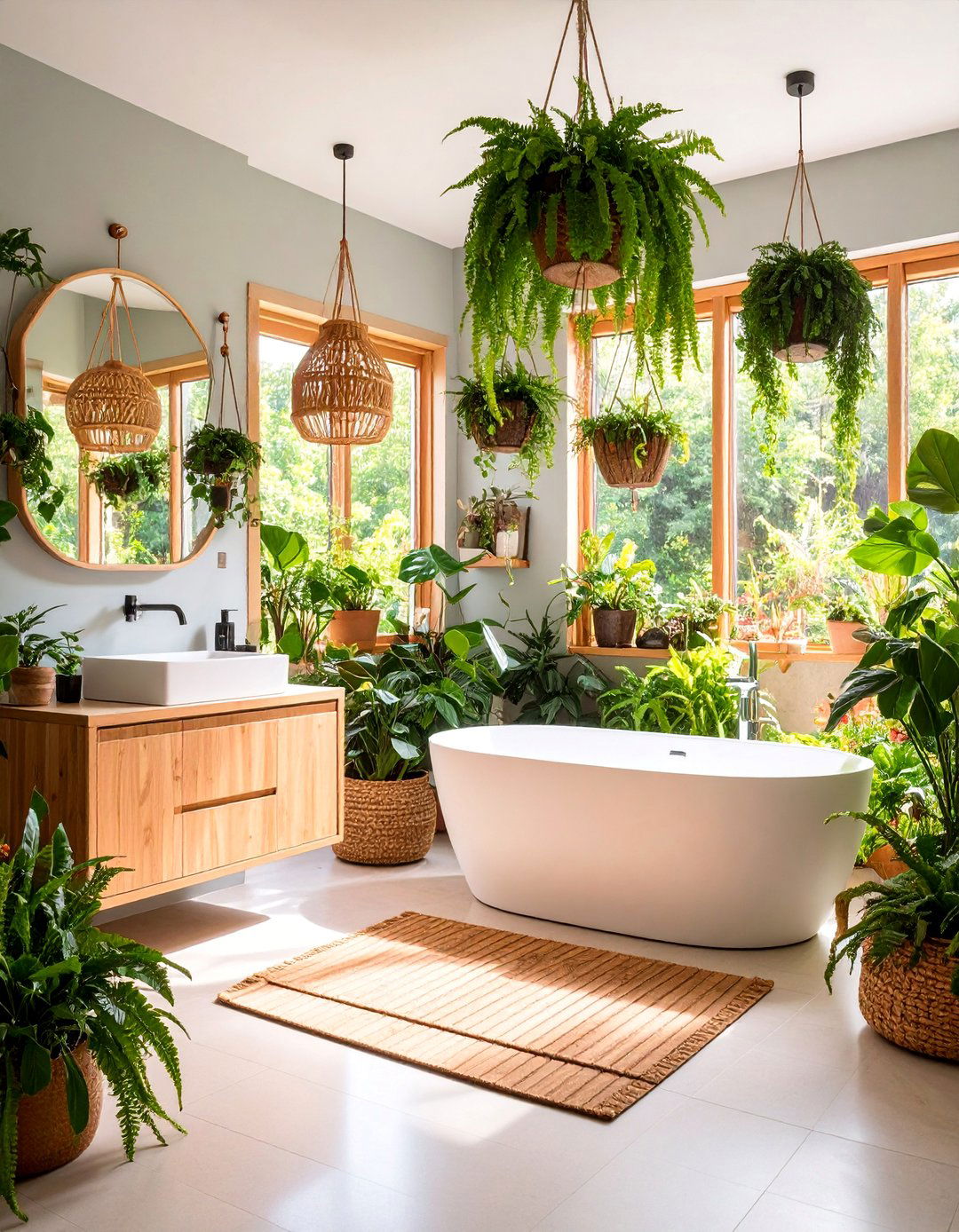 Hanging Garden Bathroom Oasis - 25 Boho Room Ideas