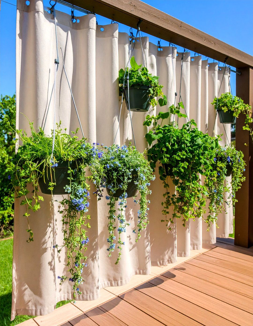 Hanging Garden Privacy Curtain - 25 Deck Decorating Ideas With Plants