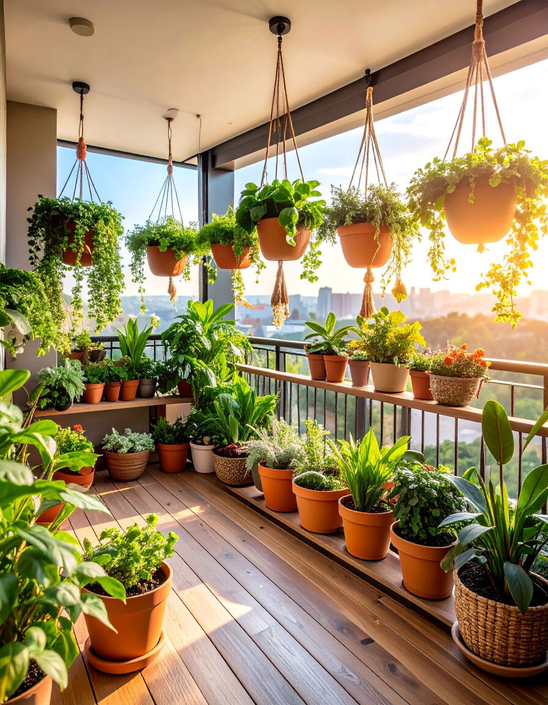 Hanging Garden Sanctuary Loft Balcony with Suspended Planters - 25 Loft Balcony Ideas