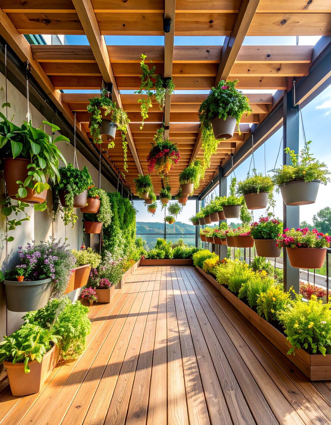 Hanging Garden with Vertical Planters - 25 Under Deck Landscaping Ideas