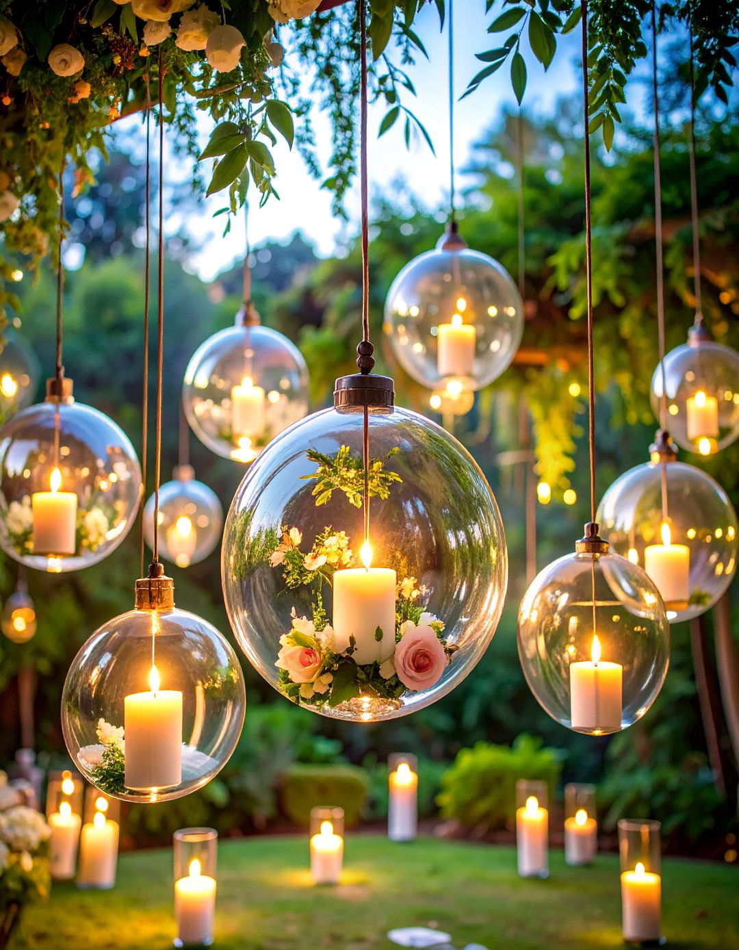 Hanging Glass Sphere Wedding Backdrop - 25 Wedding Backdrop Ideas