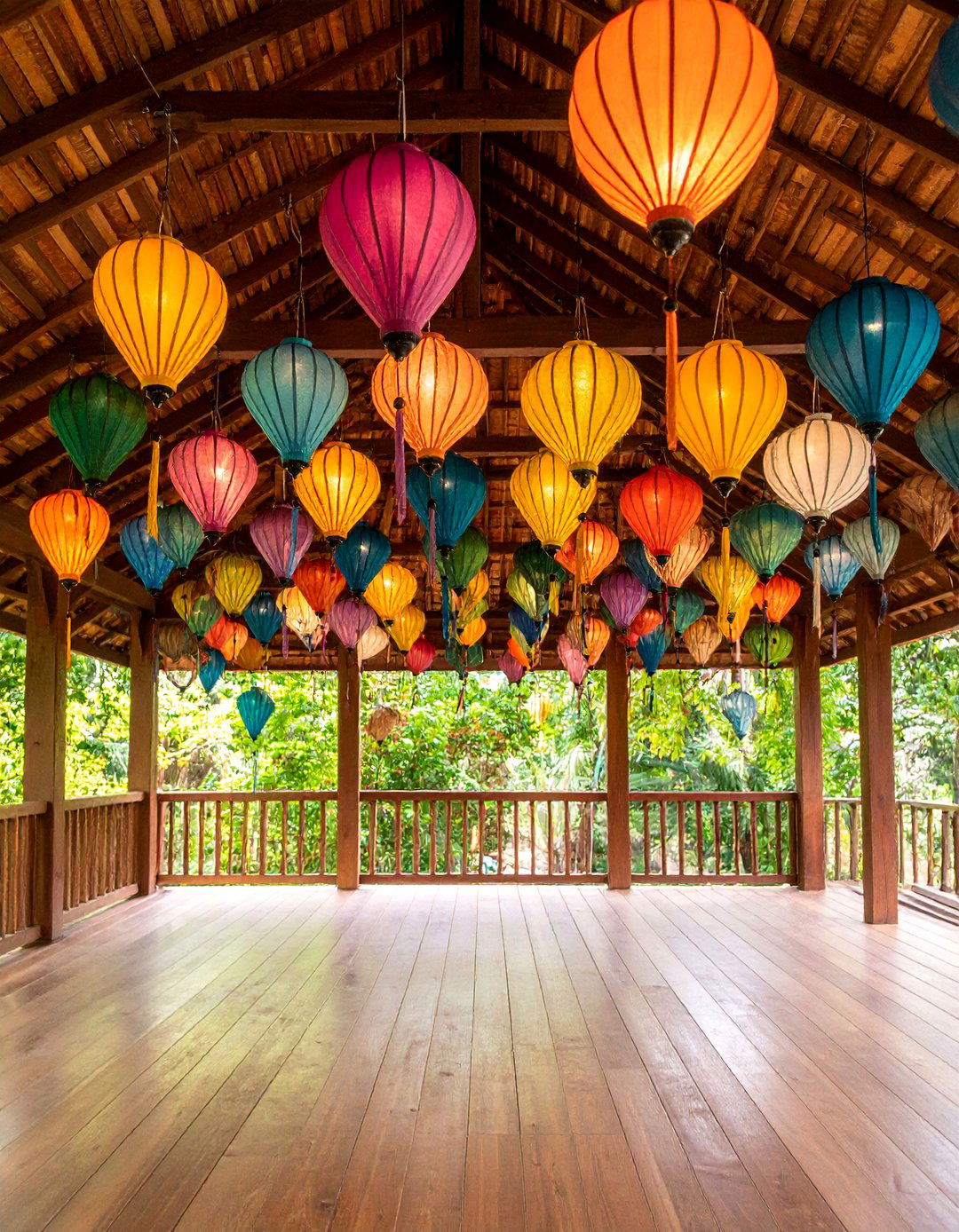 Hanging Lantern Cluster Design - 25 Gazebo Lighting Ideas