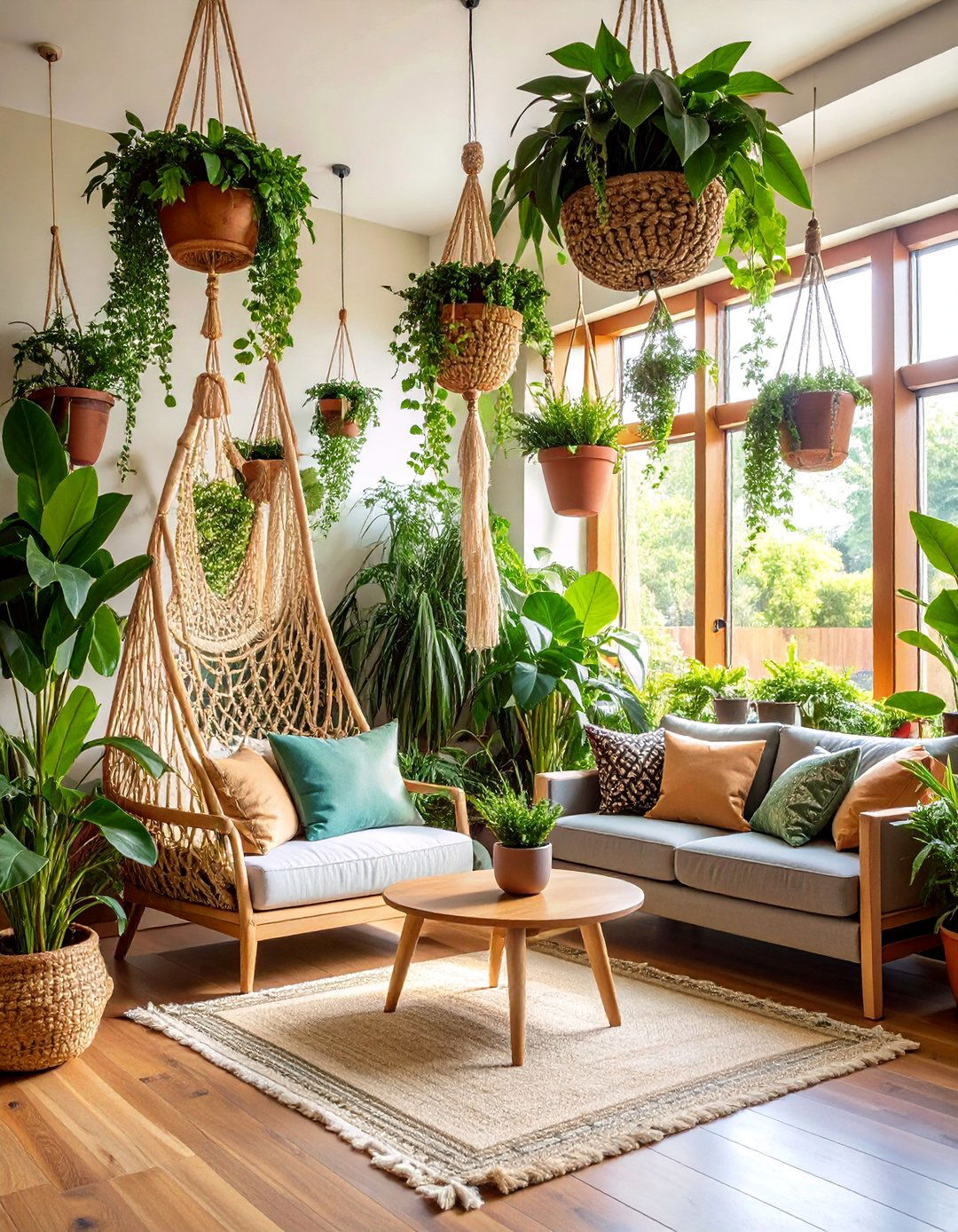 Hanging Plant Garden Boho Living Room - 25 Minimalist Modern Boho Living Room Ideas