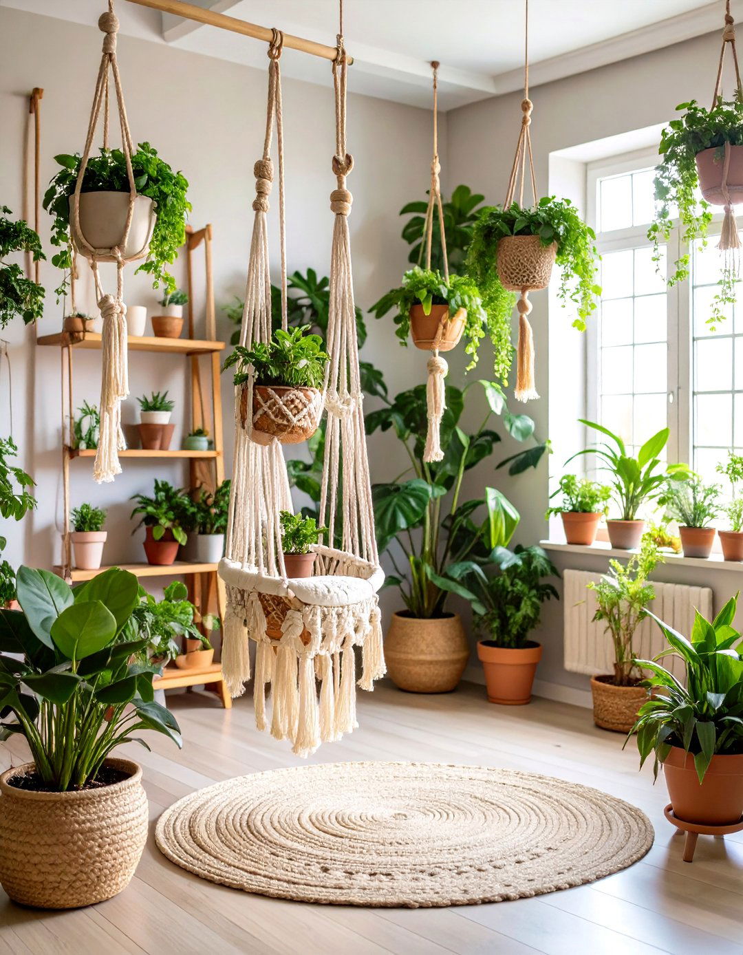 Hanging Plant Garden with Macrame Holders - 25 Bohemian Desert Decor Ideas