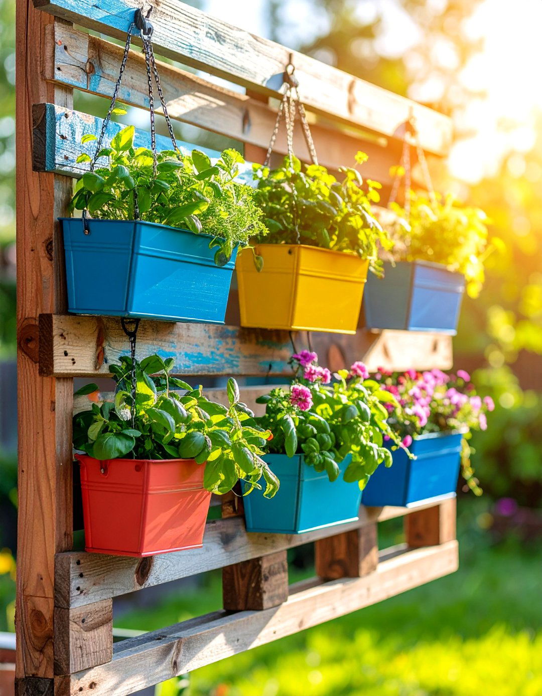Hanging Window Box Herb Pallet Garden - 25 Vertical Pallet Garden Ideas