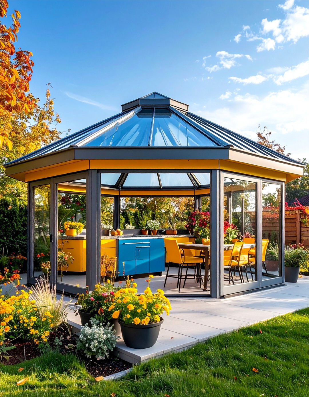 Hardtop Gazebo with Polycarbonate Roof Panels - 25 Outdoor Kitchen Roof Ideas