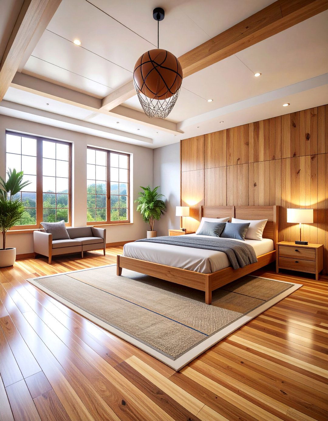 Hardwood Court Basketball Bedroom - 25 basketball room decor ideas