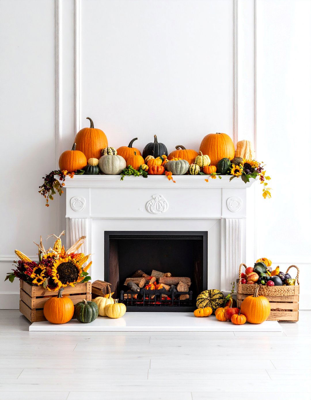 Harvest Abundance Mantel Display - 25 Fall Mantel Decor Ideas