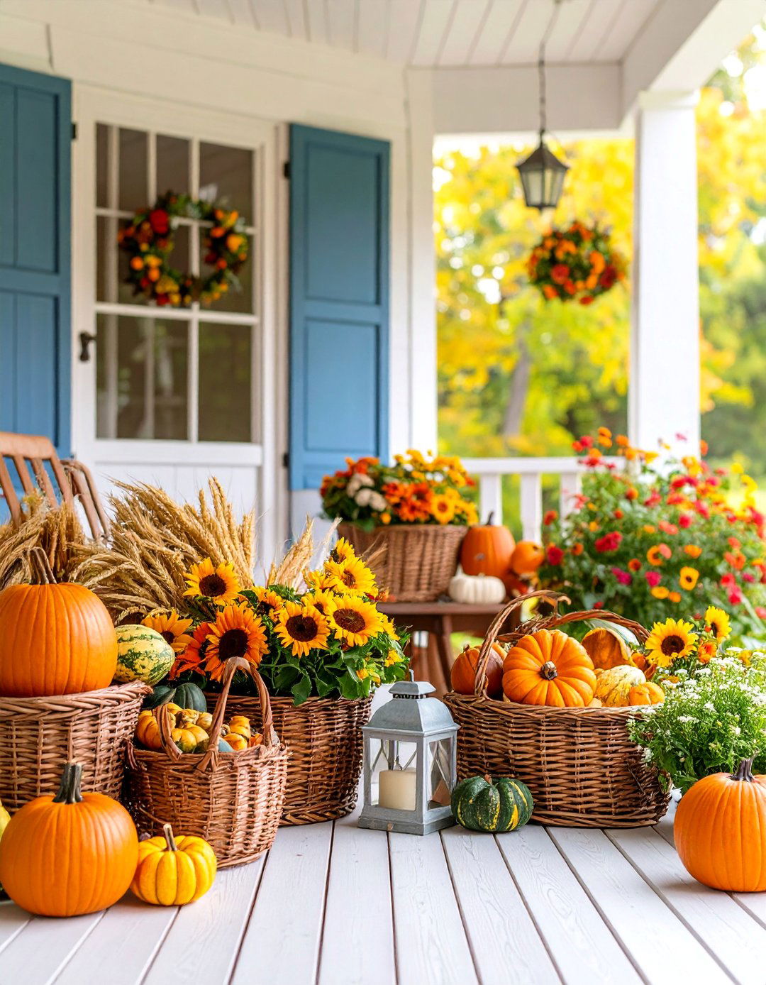 Harvest Basket Abundance Theme - 25 Fall Porch Decor Ideas