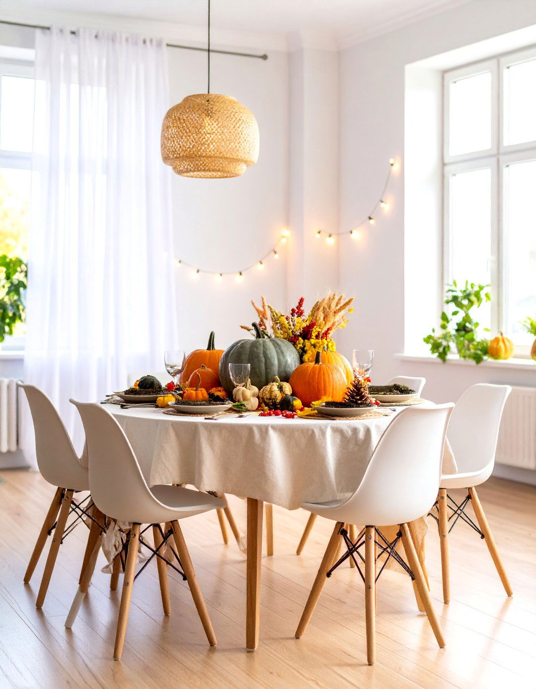 Harvest Moon Bowl with Gourds and Autumn Elements - 25 Dough Bowl Decor Ideas