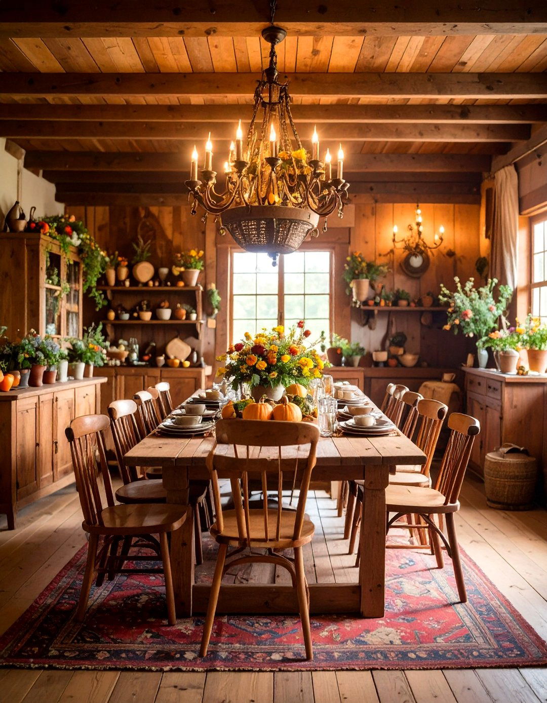 Harvest Table Primitive Gathering Space - 25 Primitive Living Room Ideas