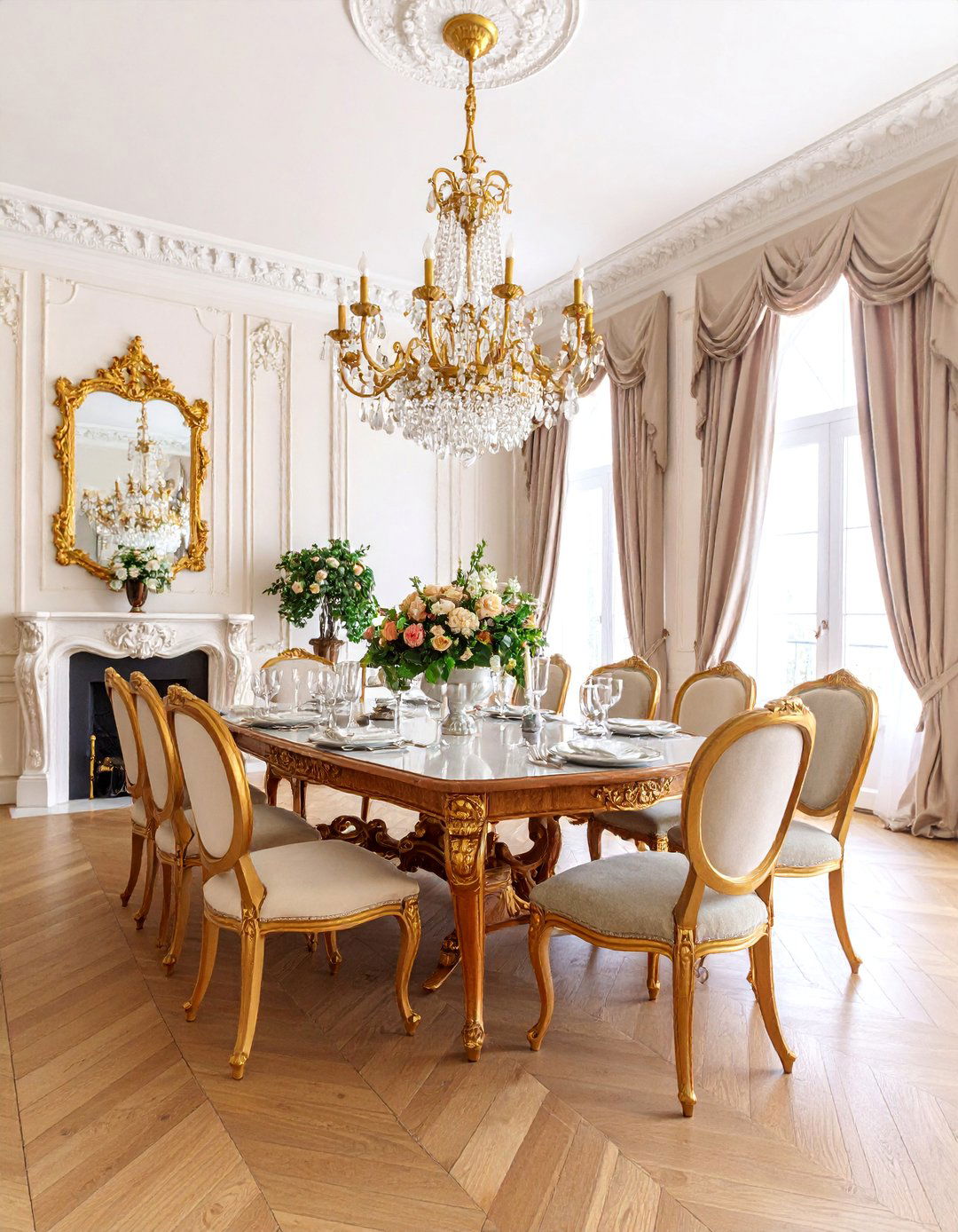 Haussmann Inspired Parisian Dining Room Grandeur - 25 Parisian Dining Room Ideas