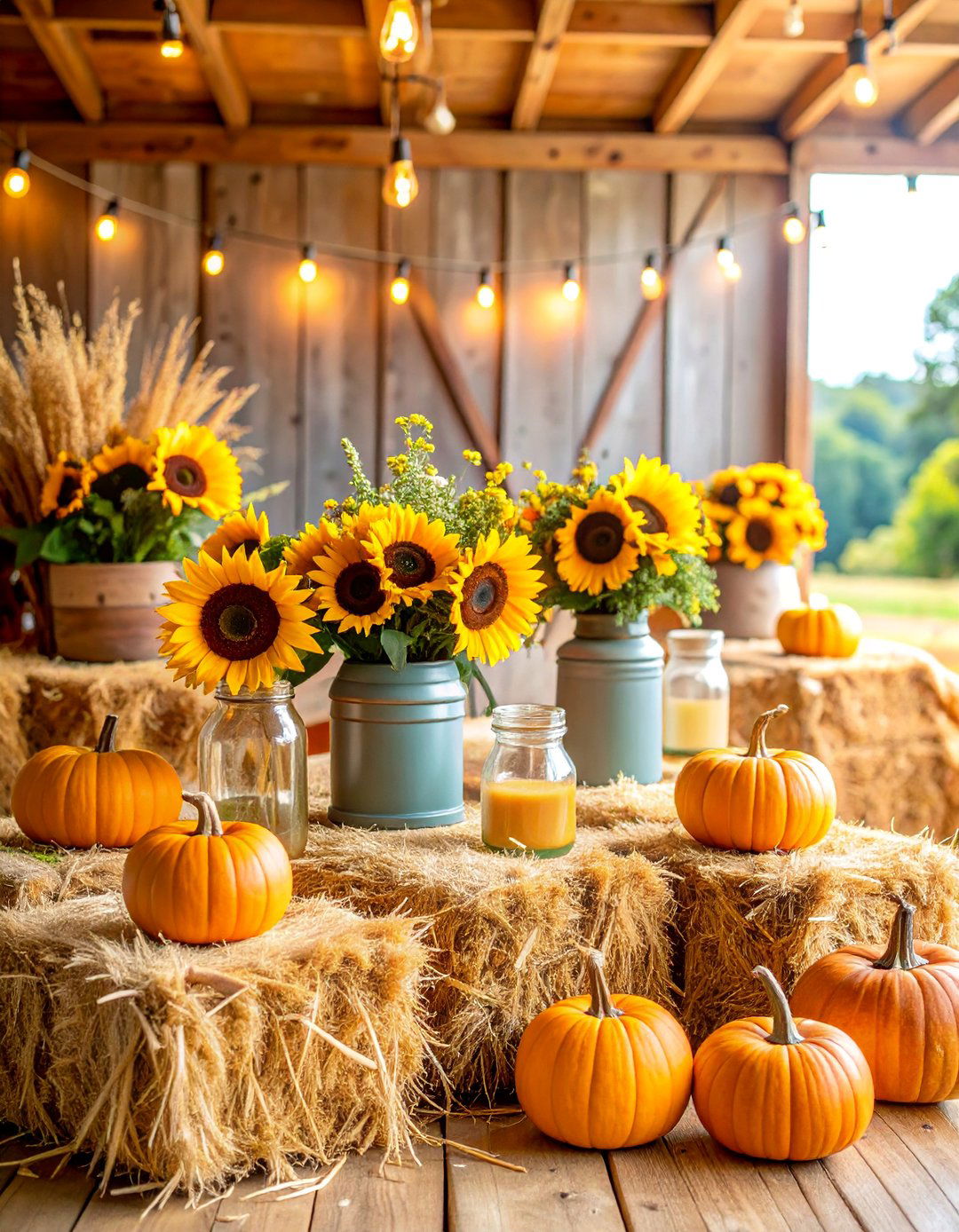 Hay Bale Mini Farm Scene - 25 Rustic Wedding Centerpieces