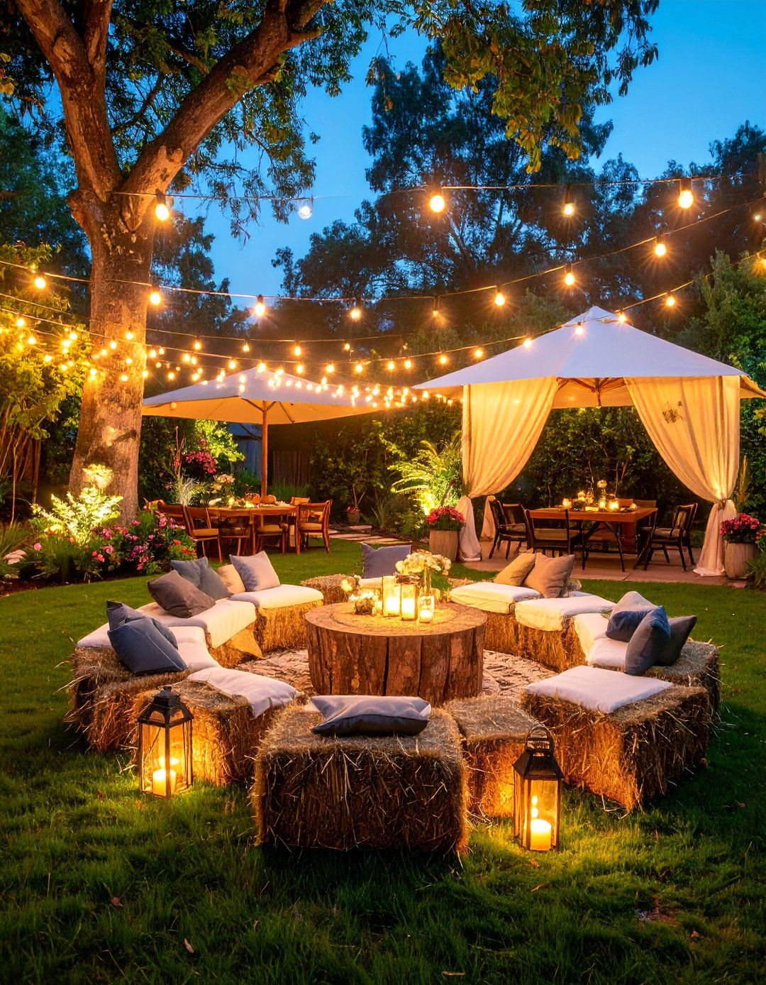 Hay Bale Seating Circle - 25 fall outdoor decorating ideas