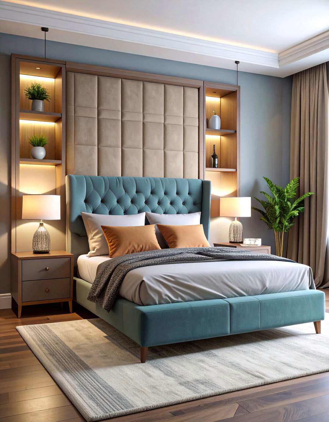 Headboard Storage with Built In Shelving - 25 small bedroom storage ideas