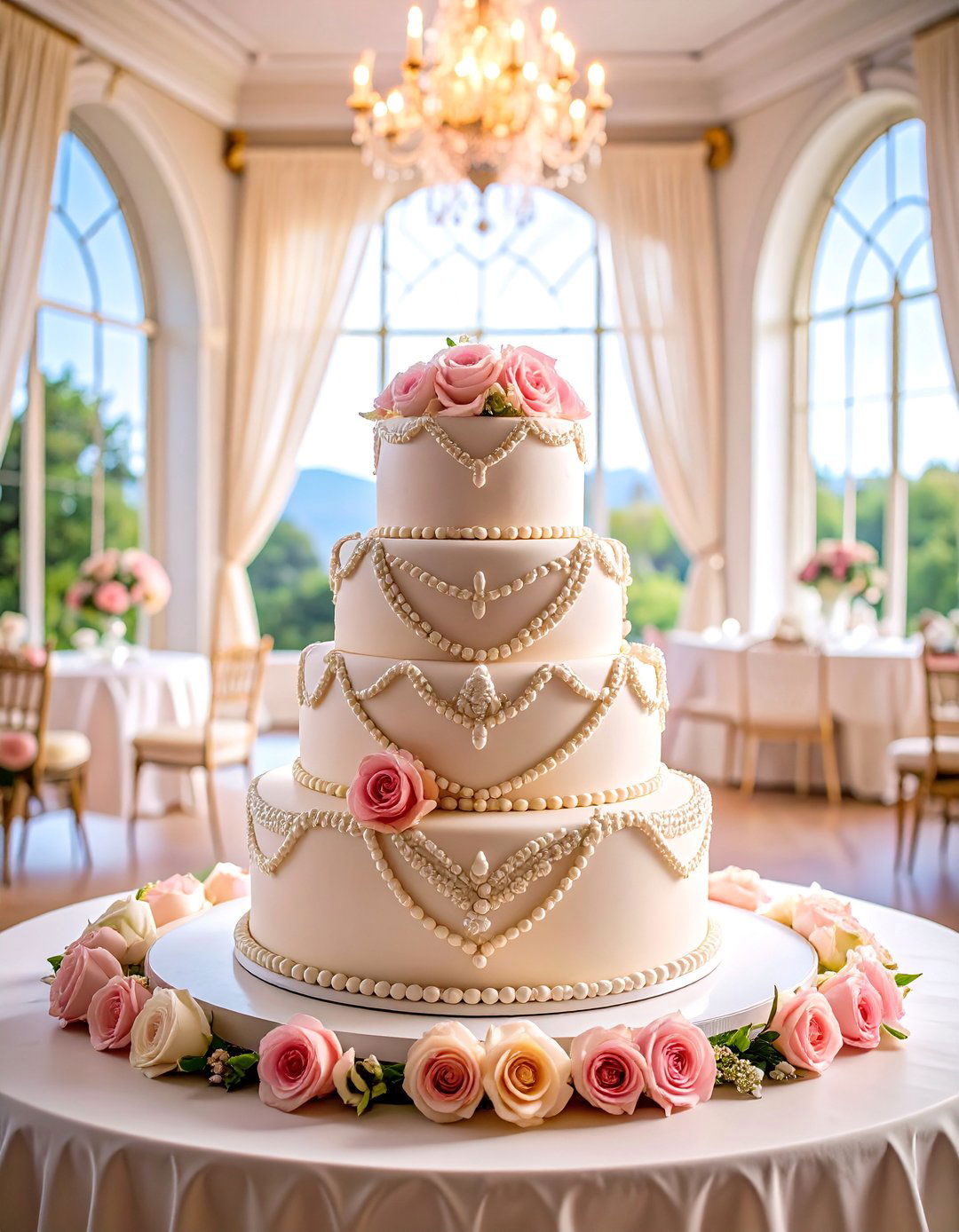Heart Shaped Vintage Wedding Cake with Romantic Details - 25 Wedding Cake Ideas