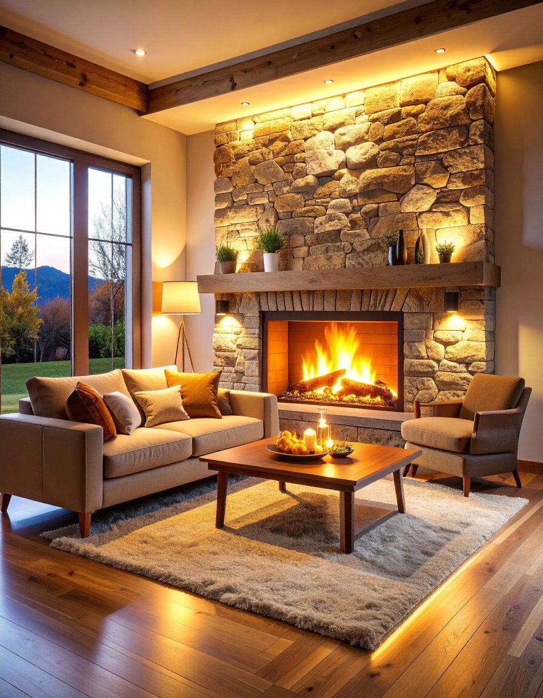 Heat Resistant Surround Illumination - 25 Fireplace Lighting Ideas