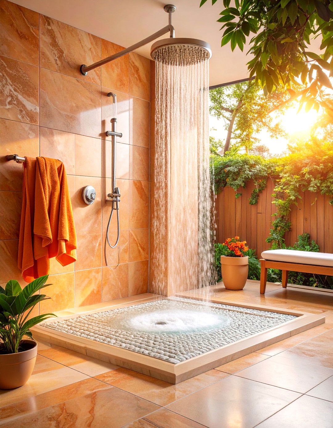 Heated Floor Luxury Shower with Towel Warming - 25 Luxury Shower Ideas