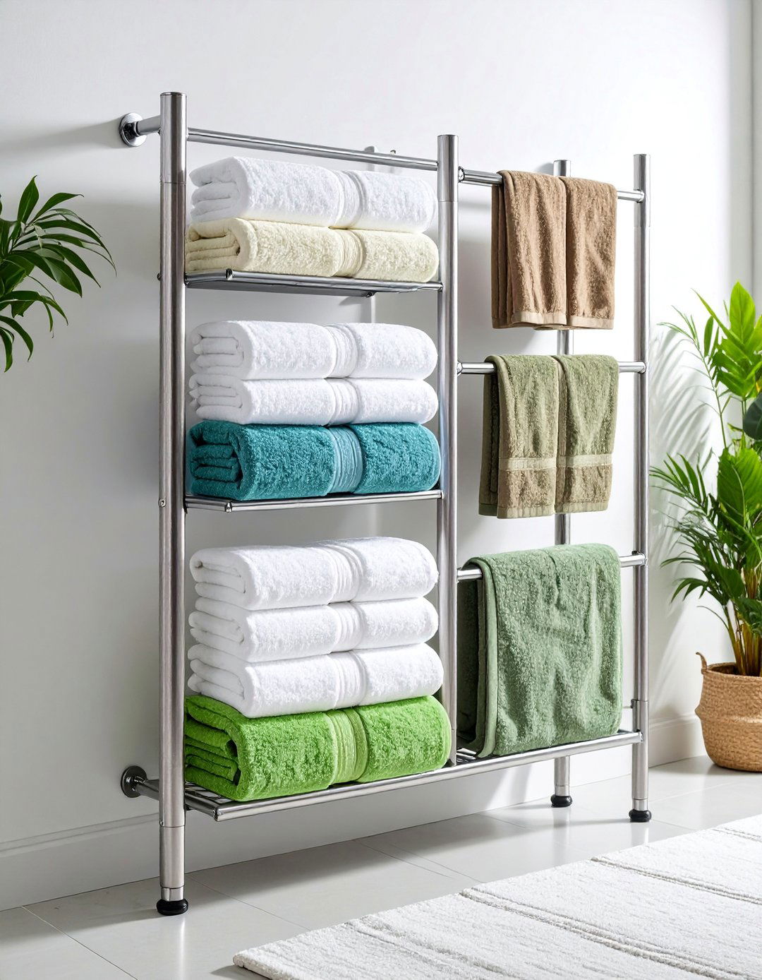 Heated Towel Rack with Integrated Storage - 25 Bathroom Furniture Ideas