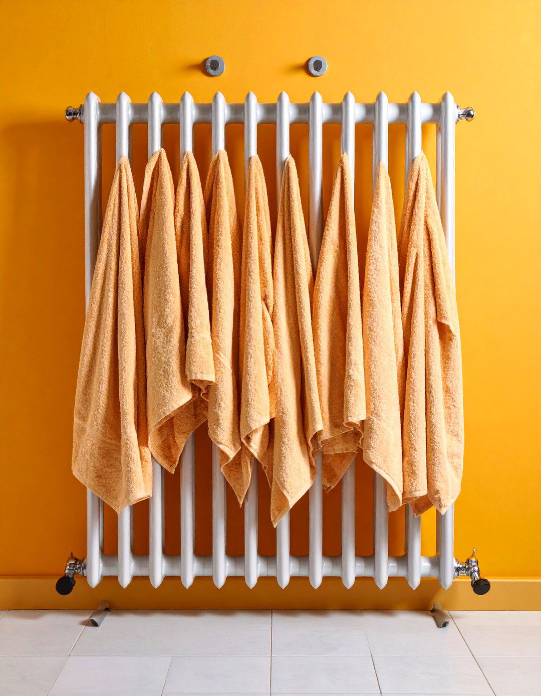 Heated Towel Warmer with Integrated Storage Rails - 25 Towel Storage Ideas