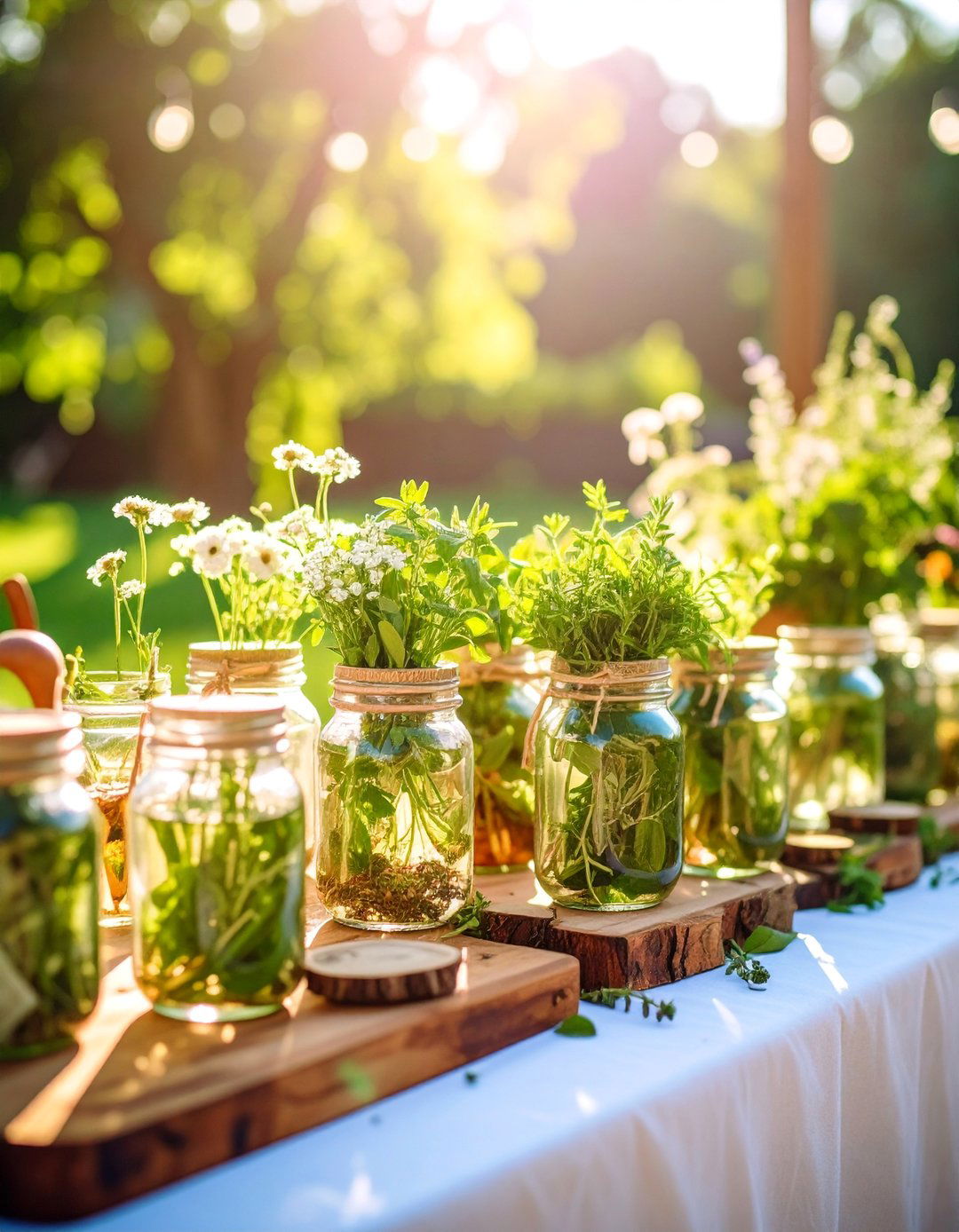 Herb Garden Mason Jar Centerpiece - 25 Mason Jar Wedding Centerpieces