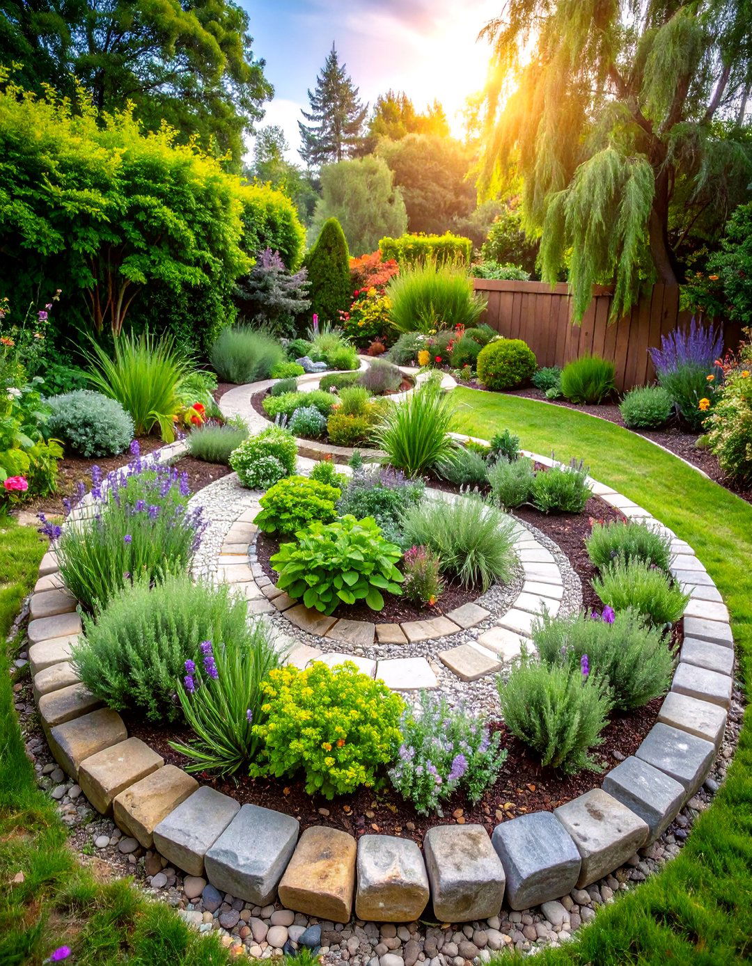 Herb Spiral Aromatherapy Garden - 25 Boho Garden Ideas