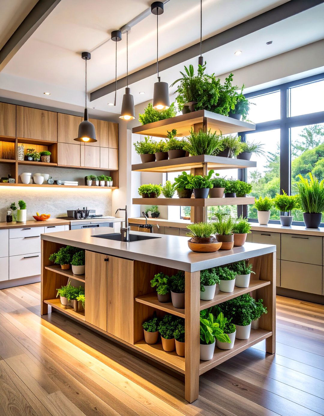 Herb Spiral Kitchen Island - 25 Ways Decorating With Plants