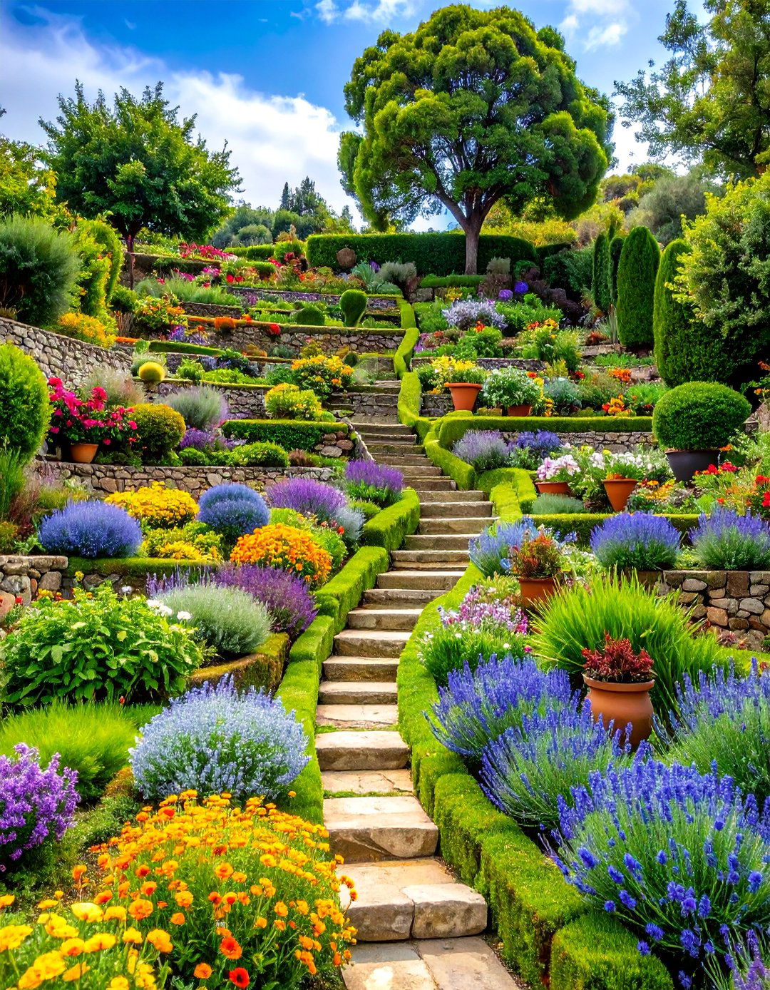 Herb Terraces with Ancient Stone Retaining Walls - 25 Greek Garden Ideas