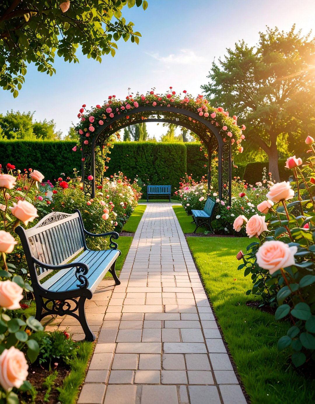 Heritage Rose Garden with Wrought Iron Structures - 25 Vintage Garden Ideas