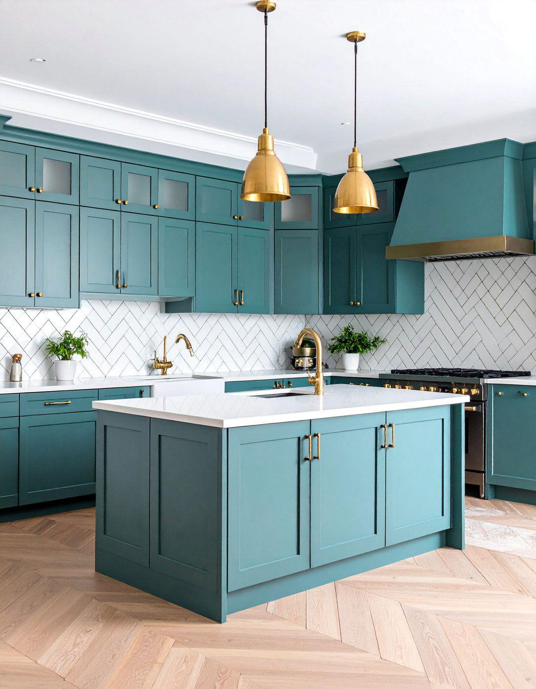 Herringbone Backsplash Kitchen - 25 Transitional Kitchen Ideas