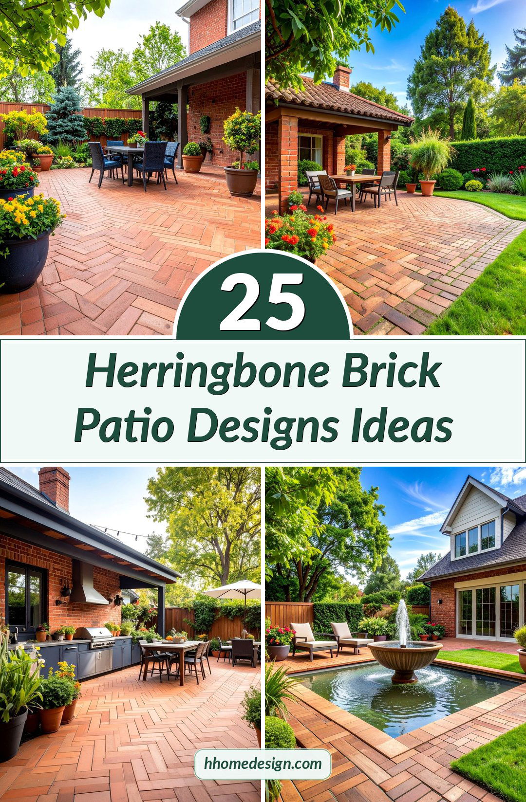 25 Herringbone Brick Patio Designs Ideas