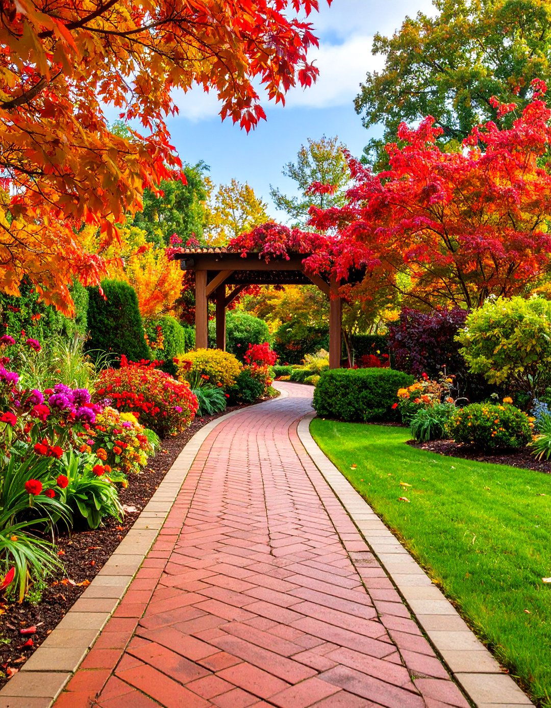 Herringbone Brick Pattern Garden Walkway - 25 Garden Path Ideas