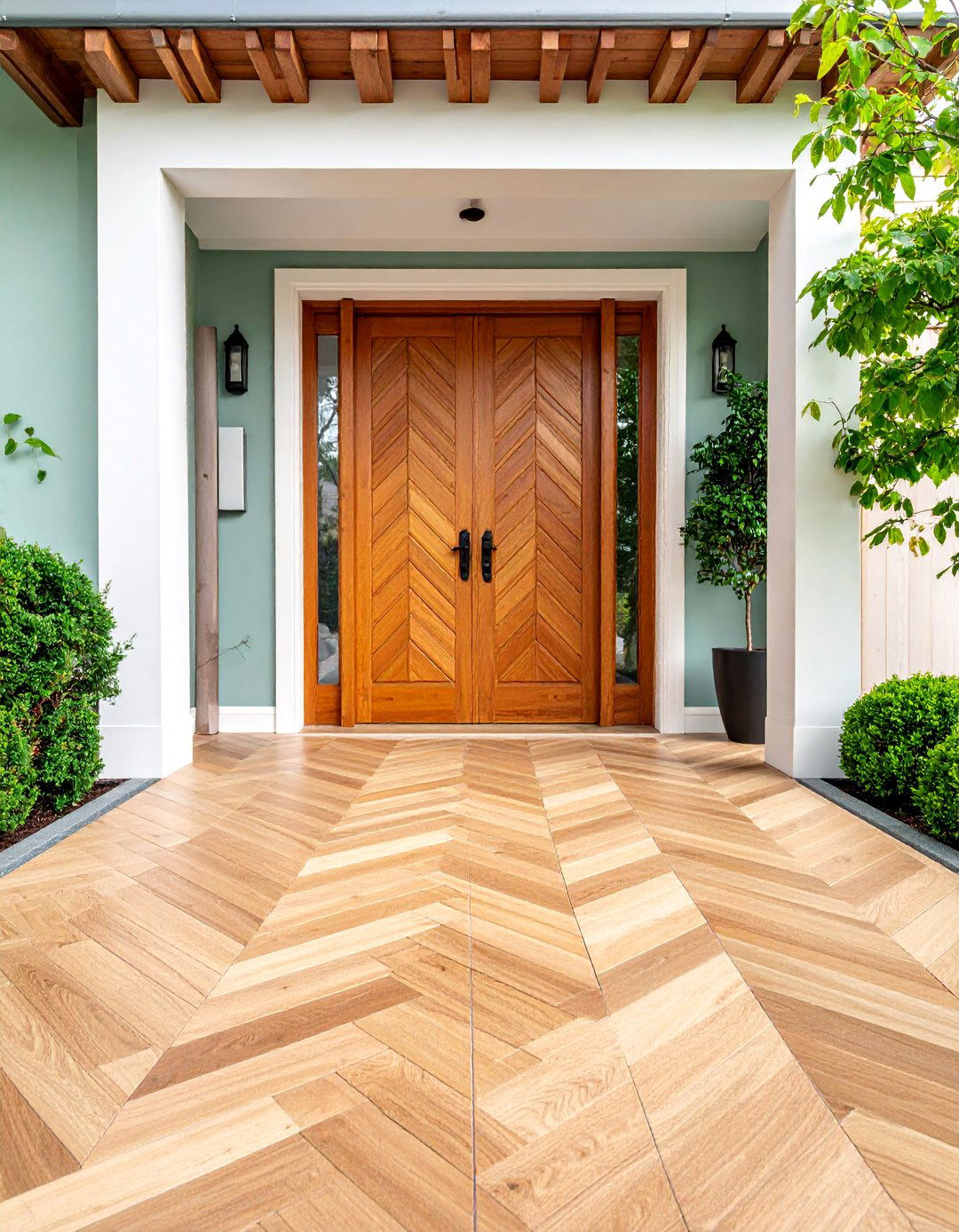 Herringbone Front Porch Tiles - 25 Front Porch Tile Ideas