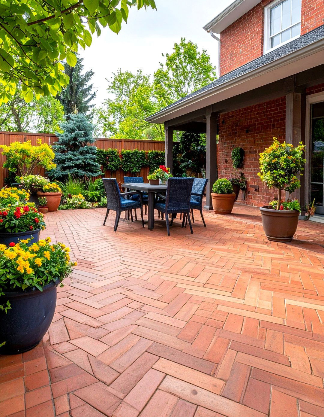 Herringbone Patio with Contrasting Border Design - 25 herringbone brick patio designs