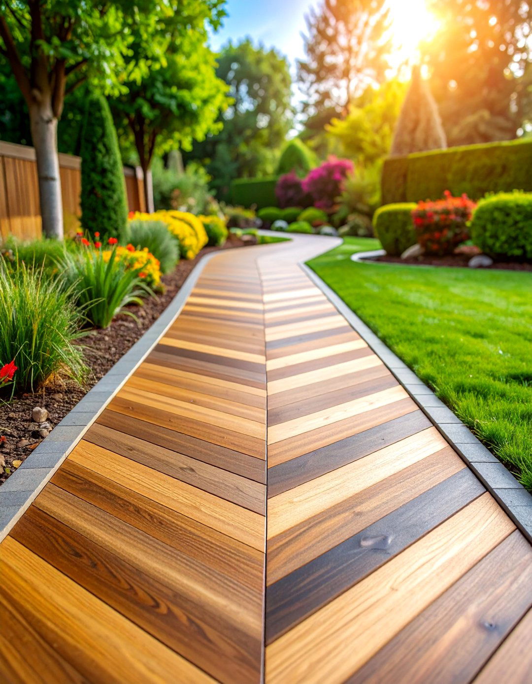 Herringbone Pattern Composite Walkway - 25 Composite Walkway Ideas