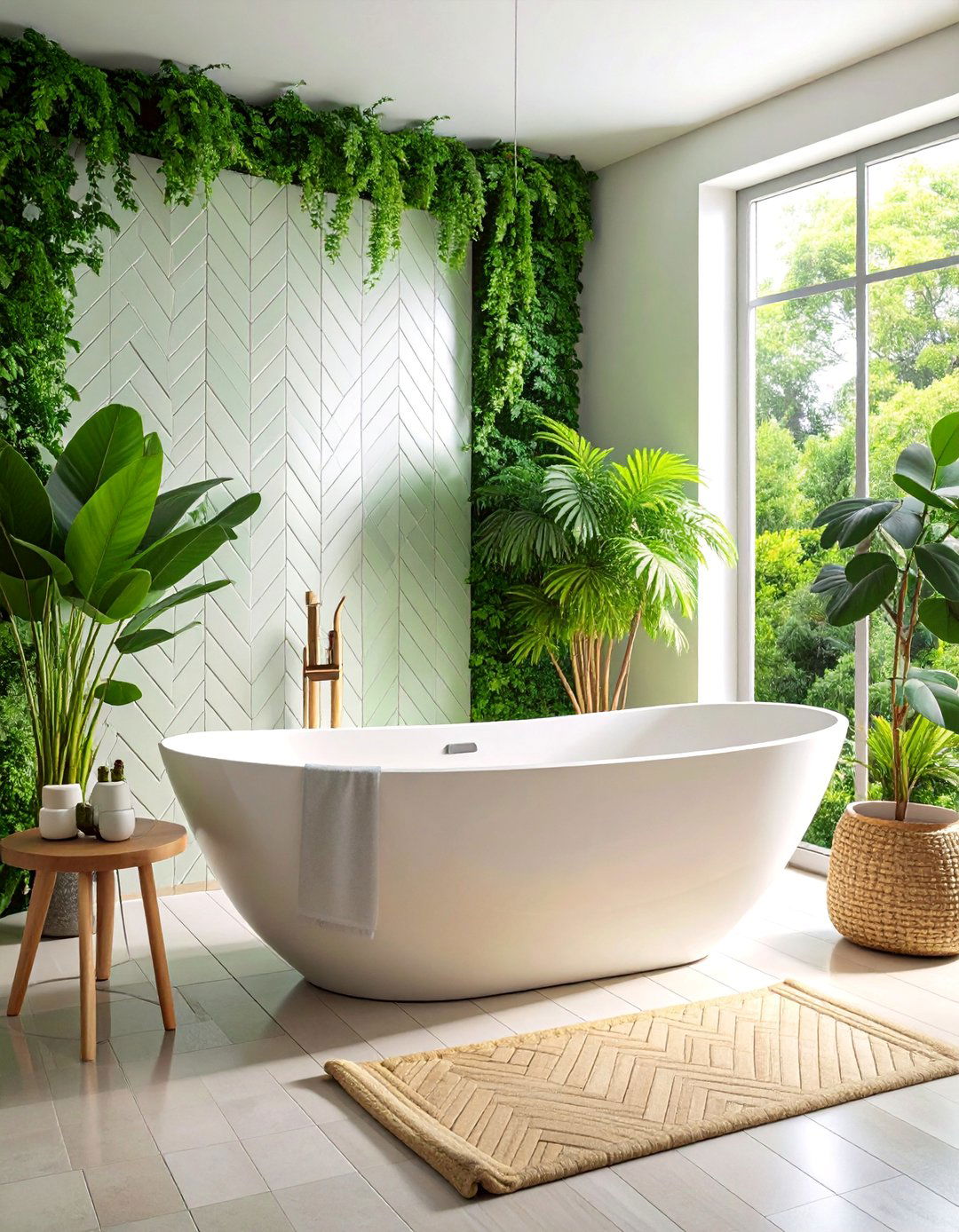 Herringbone Pattern Drop In Tub with Textural Appeal - 25 Drop in Tub Ideas