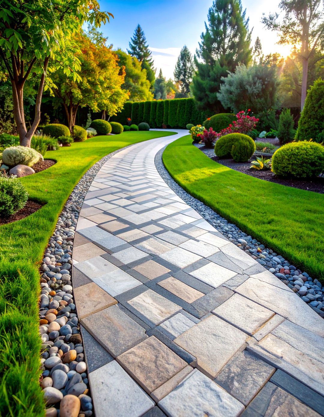 Herringbone Pattern Granite Walkway - 25 Granite Walkway Ideas