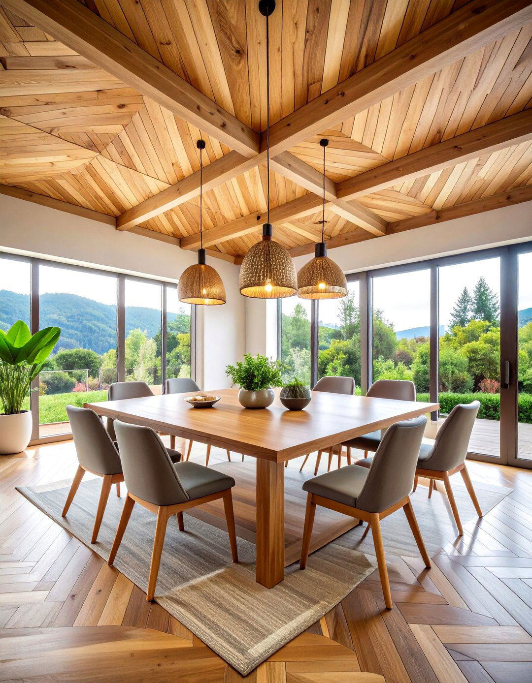 Herringbone Pattern Wood Plank Ceiling - 25 Wood Plank Ceiling Ideas