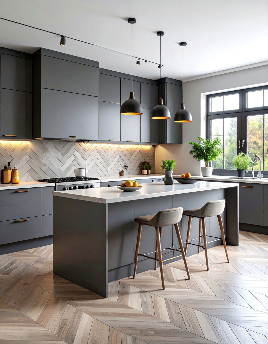 Herringbone Pattern in Ceramic Tiles - 25 Kitchen Splashback Ideas