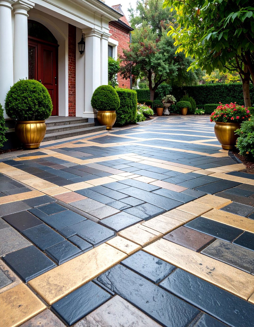 Herringbone Stamped Asphalt Walkway - 25 Asphalt Walkway Ideas