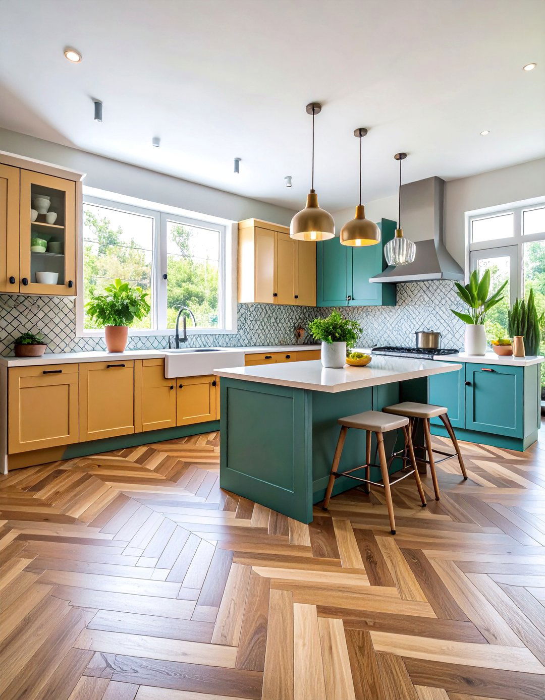 Herringbone Wood Look Ceramic Kitchen Tiles - 25 Kitchen Floor Tile Ideas