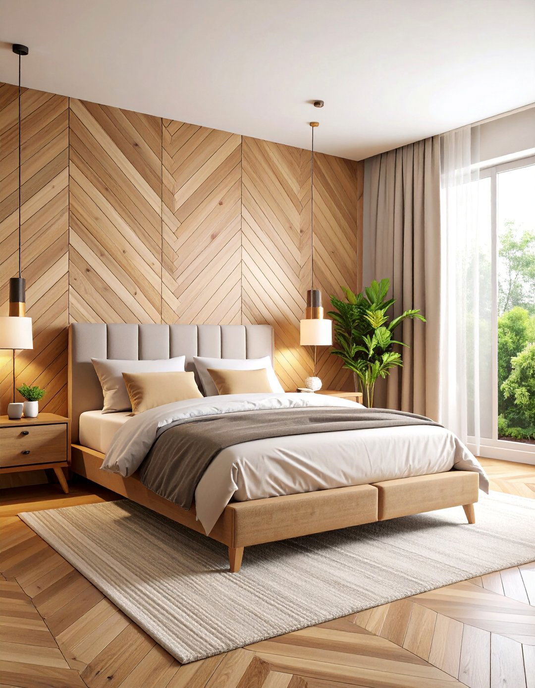 Herringbone Wood Trim Pattern Wall - 25 Wood Trim Accent Wall Ideas