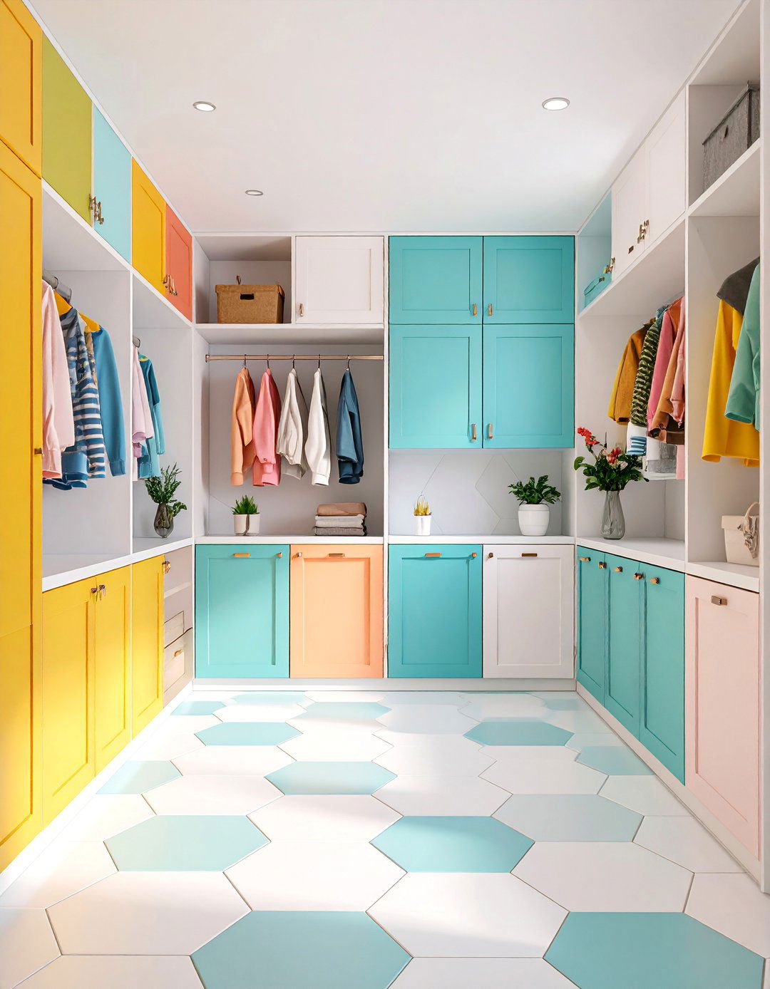 Hexagon Ceramic Tile Mudroom Floor - 25 Mudroom Floor Ideas